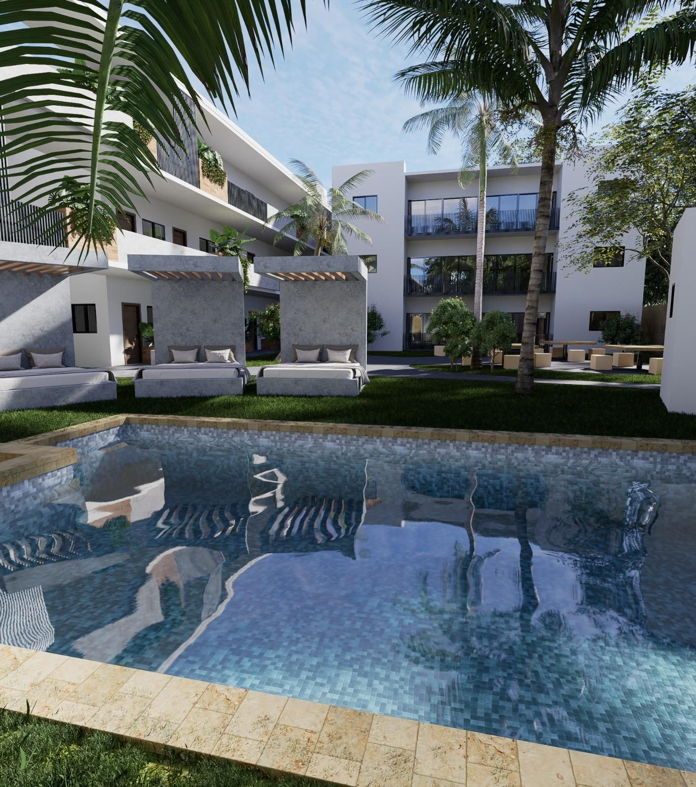 Segunda visualización del área social proyectada en Punta Cana.