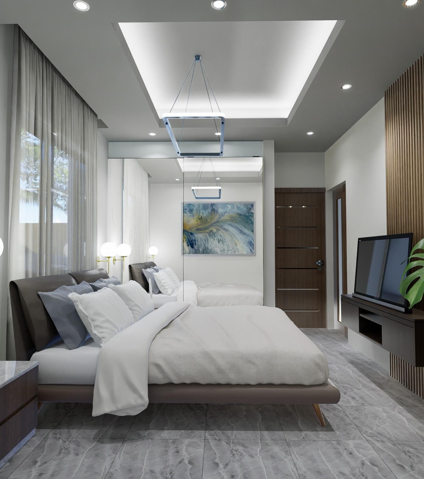 Visualización de una habitación de las unidades proyectadas en Punta Cana.